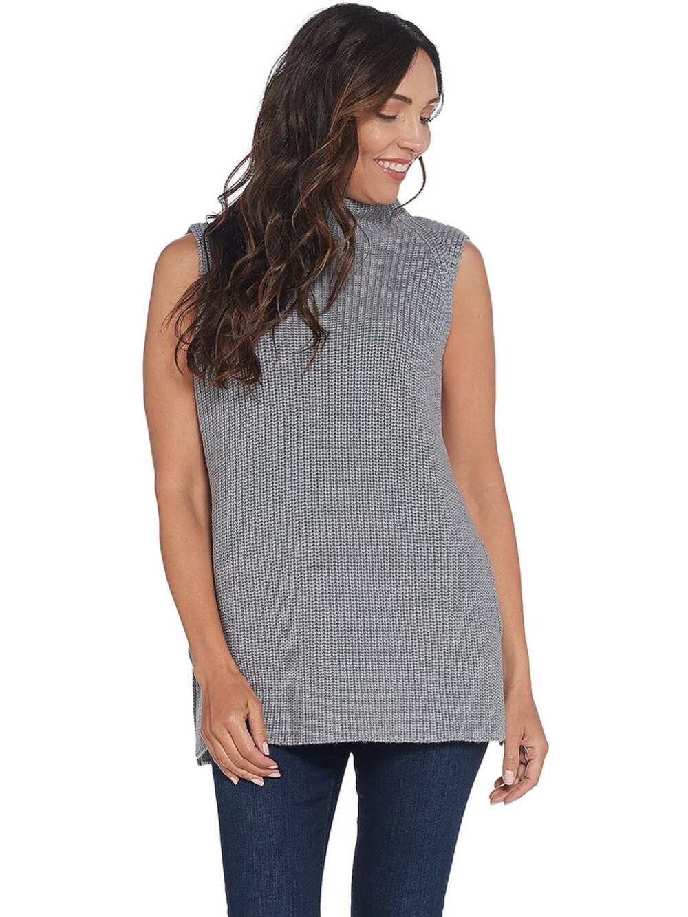 Martha Stewart Merino Wool Blend Sleeveless Sweater Vest Platinum Grey Womens XL